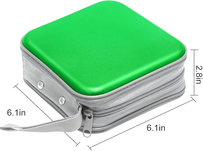 CD Case, 40 Capacity CD/DVD Case Holders Wallet Hard Plastic DVD Disc Cases Storage Binder for Car Home Office Travel (Green)