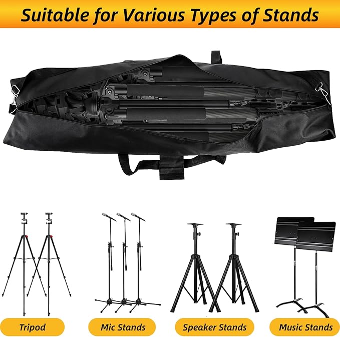 Youeon 2 Pcs 48x10x5 Inch Tripod Carrying Bag, Water Resistant Long Carry Case with Padded Adjustable Strap & Durable Handles, Versatile Stand Bag for Speaker, Mic, Tripod, Light, Tent