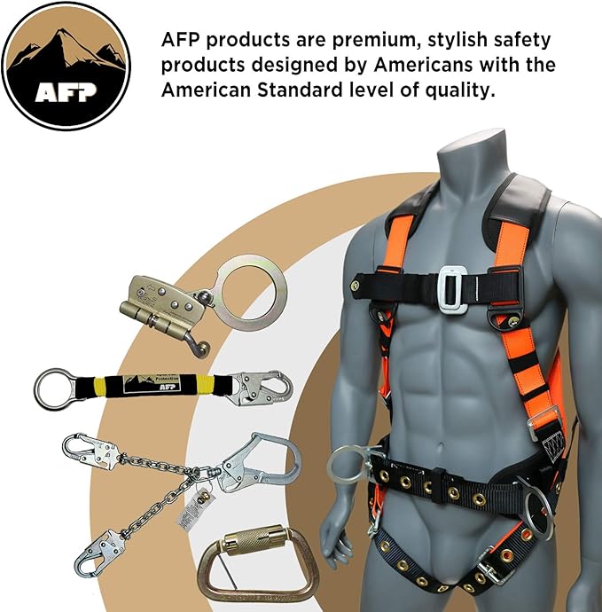 AFP 4’ Cross Arm Strap Premium Heavy-Duty Pass-Through Double Steel Ring, Safety Fall Protection Anchorage Connector (OSHA/ANSI) PPE 2 Pack