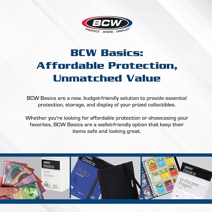 BCW Basics 9-Pocket Pages (70 Pack) | Binder Sheets for Trading & Sports Cards | Archival Protectors for Collectibles