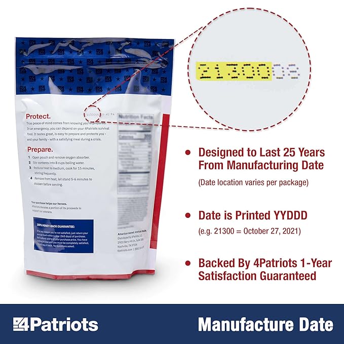 4Patriots Emergency Starter Food Kit: Emergency Food Supply Designed to Last 25 Years, 88 Servings