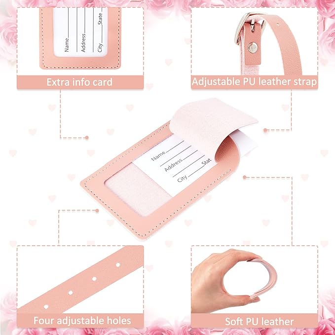 Dunzy 30 Pieces Leather Luggage Tag Women Identifiers Travel Suitcase Tags for Luggage Travel Backpack Bag Wedding Favors Women Men Adults Bulk