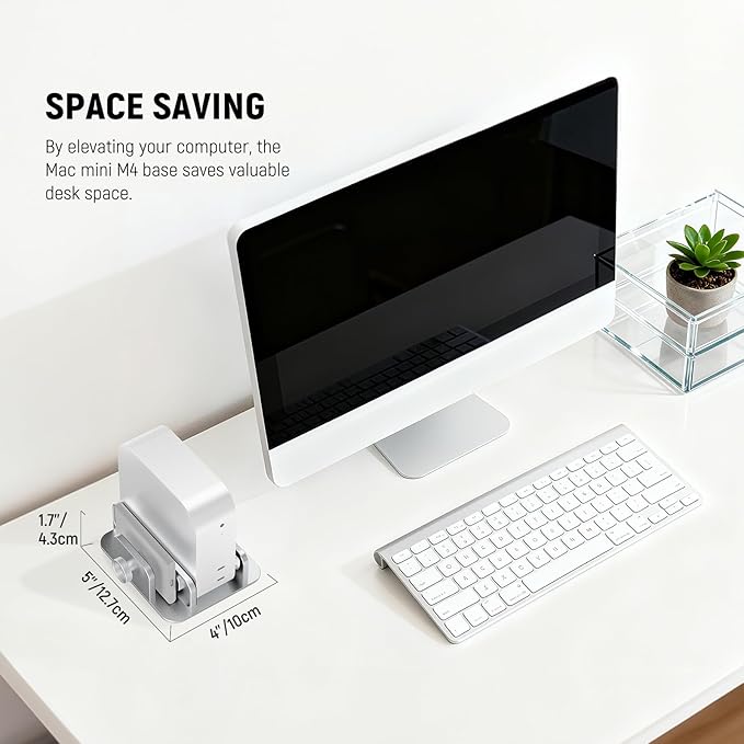 NEEWER Basics Mac mini Stand with SSD Holder, Aluminum Alloy PC Slot Upright Rack Dock Desk Mount Computer Accessories Compatible with Apple Mac mini with M4 or M4 Pro Chips, DS025