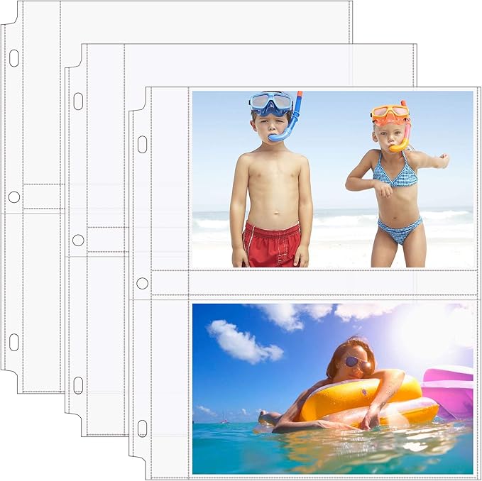 MaxGear 30 Pack 5x7 Photo Sleeves for 3 Ring Binder (120 Pictures), Heavy-Duty Archival Page Protectors, 2-Pocket Clear Photo Album Refill Pages, Plastic Seed Binder Pages 8.5x11, Acid-Free