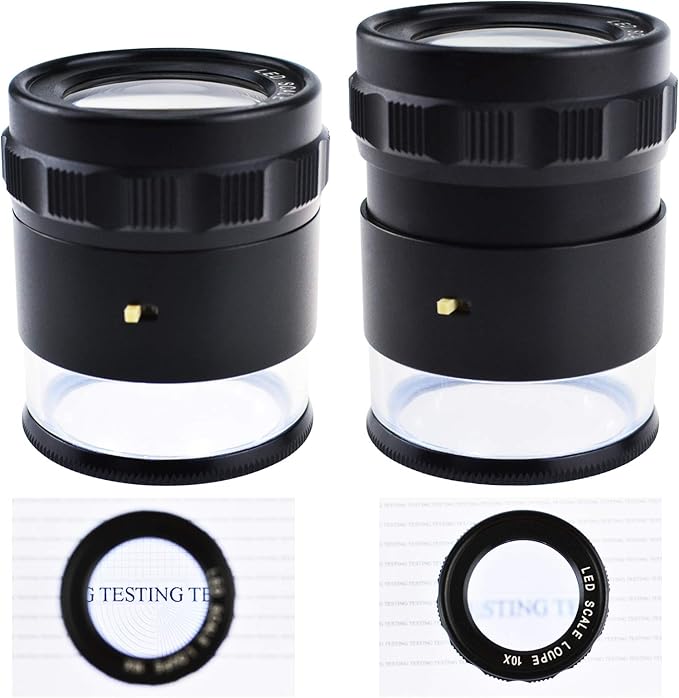 10x Magnification 8 LED Light Glass Scale Chart Jewelers Eye Loupe Magnifier 25mm Field of View