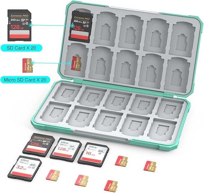 THELIFELICIOUS SD Card Holder Memory Card Case for SD/TF Cards, Memory Storage Organizer for 20 SDXC SDHC and 20 TF Cards