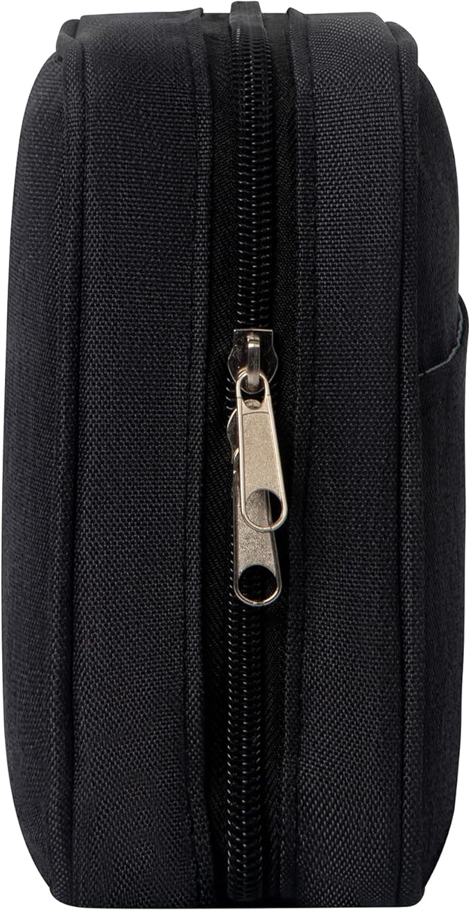 Electronics Organizer Bag, Small Tech Pouch Storage Case for Cord, Cable, Charger, Hard Disk, Power Bank, Laptop Mouse, Toiletries, Cosmetics, Personal Item and Travel Essentials Accessories Black