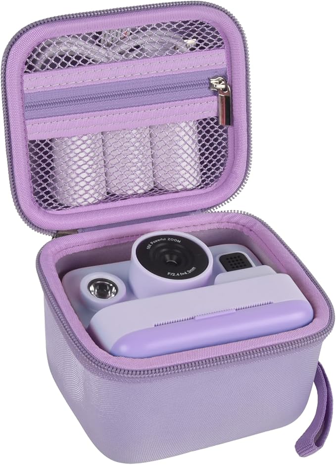 ANKHOH Case for Dylanto/for DUDUDRAGON/for Yehtta/for Gofunly/for LETSHAH Kids Camera Instant Print, 1080P Kid Camera Storage Organizer Gifts Bag for Printing Paper and Toy Accessories,Purple-Only Box