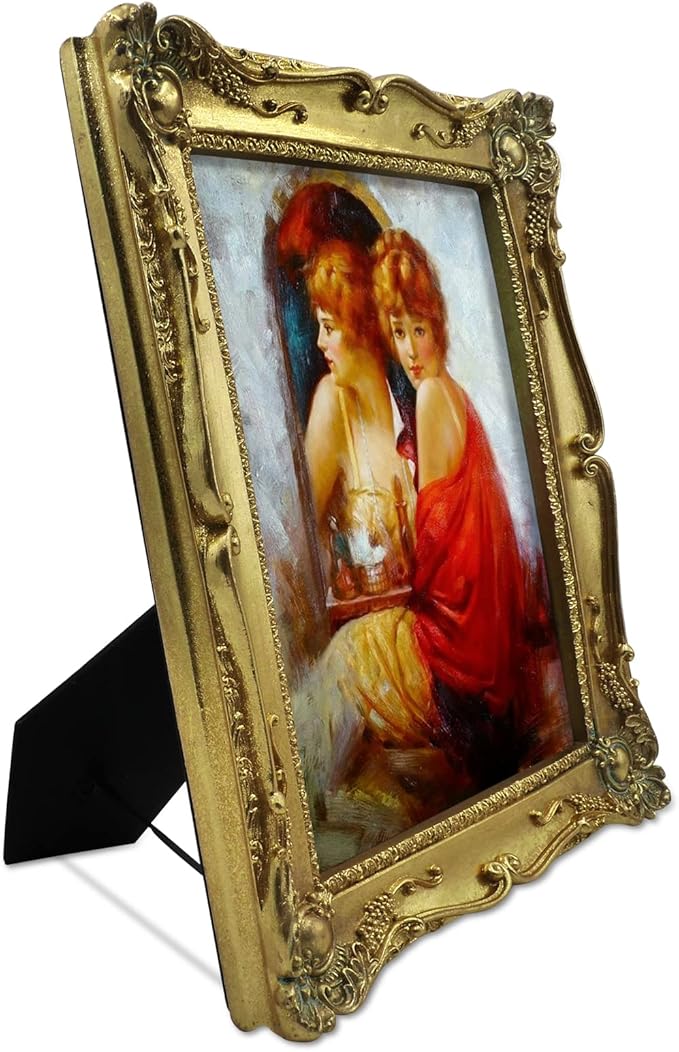 SIMON'S SHOP Gold Picture Frames 8x10 for Wall and Tabletop Vertical or Horizontal Display, Vintage Photo Frame with Glass Cover, Baroque Style Home Décor