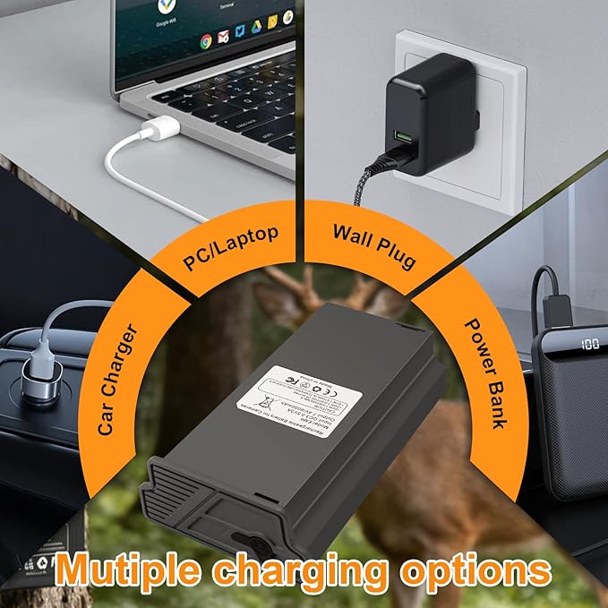 ANTIEE 2Pack Reveal Lithium Battery Pack Compatible with Tactacam Reveal Hunting Camera X, X Pro, Pro 3.0, X Gen 2.0 3.0, XB, SK Rechargeable Trail Camera Battery (Include Type-C Cable)