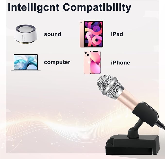 USB C Mini Microphone Karaoke, Portable ASMR Microphone for Android Phone/iPhone 15/Laptop/Mac, Wired Mic for Voice Recording, Singing, Interviews, Vlogs, YouTube, TIK Tok (Rose Gold)