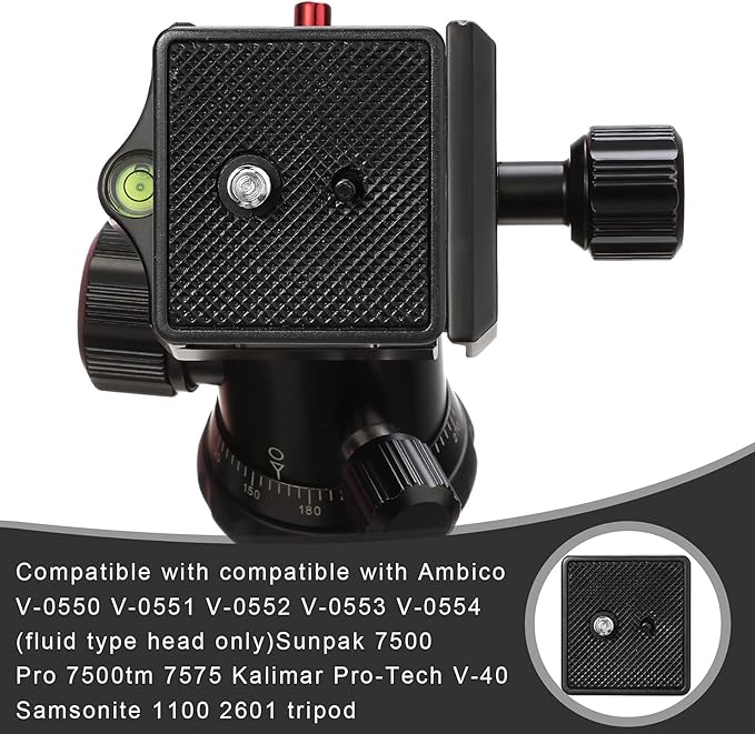 TOODOO 2 Pieces 41mm QR Release Plate Camera Tripod Ball Head Quick Release Plate Replacement Compatible with Ambico V0552 V0554, Sunpak 7500 Pro 7500tm 7575, Kalimar Pro-tech V40