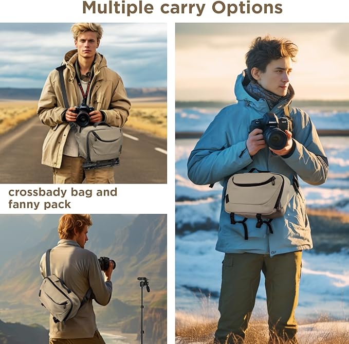 TAAOKA Camera Sling Bag,Waterproof Camera Case with Tripod Holder,Lightweight DSLR/SLR/Mirrorless Camera Bags Crossbody for photographers-Coffee