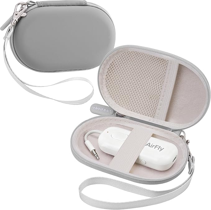 Leayjeen Premium Airplane Bluetooth Adapter Case Compatible with AirFly SE/Pro V2/Pro/Duo, Avantree Relay/1Mii Bluetooth Wireless Transmitter Receiver,for USB Cable,Memory Cards,U Disk-Gray(Case Only)