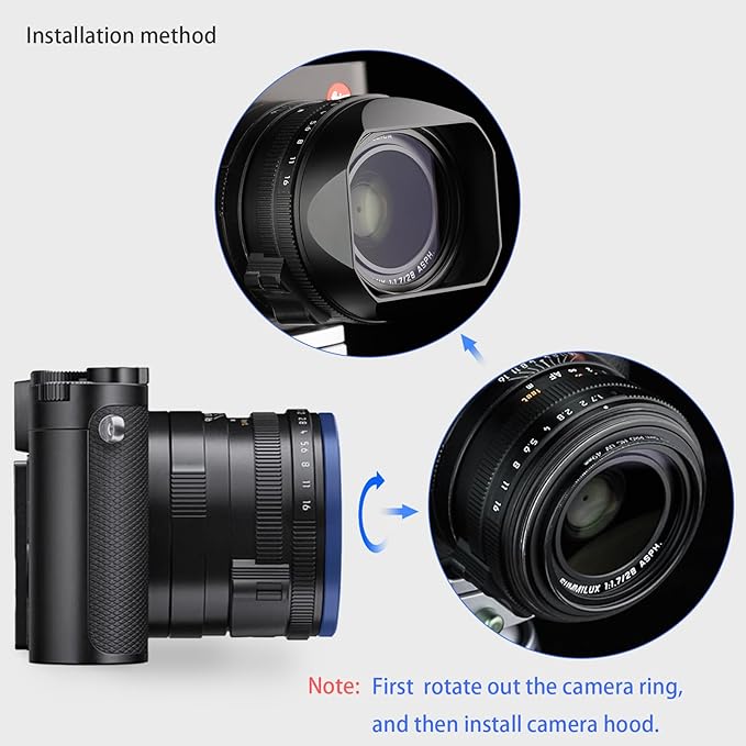 Haoge LH-LQ Metal Square Lens Hood for Leica Q2 Q Q-P QP q Camera Accessories Black