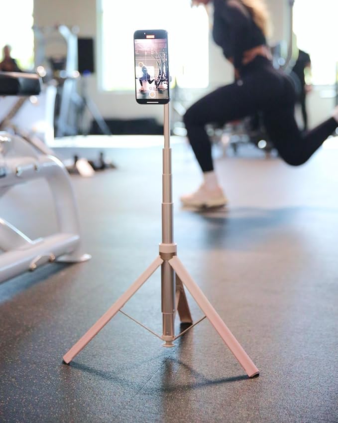 KraftGeek Magnetic Phone Tripod for iPhone MagSafe – 66'' Auto-Open Selfie Stick with Remote, Cell Phone Tripod Stand for Video Recording, Vlogging & TikTok (Ombré Peach)