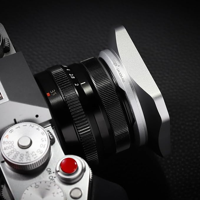 Haoge Bayonet Lens Hood Metal Squaret for Fujifilm XF 23mm F2 R WR,XF 35mm F2 R WR, XC 35mm F2 Lenses, XF35mm f2, XF23mm f2, XC35mm Hood Shade, Replaces Fuji LH-XF35-2 Lens Hood Silver