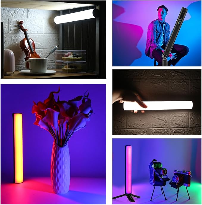 Magnetic Handheld Light Wand, 360° RGB LED Video Light Stick, Handheld Stick Light, 11.8" 3000mAh Rechargeable Battery, CRI>95 2500-9000K Dimmable Camera Tube Light for Studio Photography