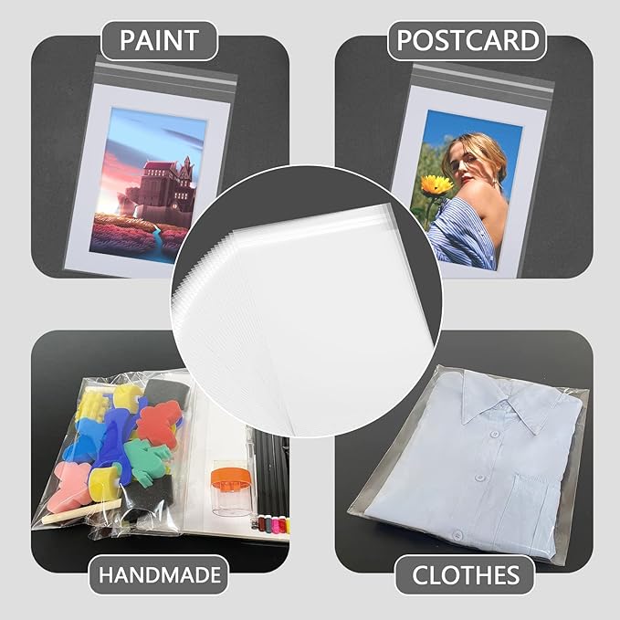 50 Pack Acid-Free Crystal Clear Sleeves Storage Bags for 13x19 Art Prints/Pictures/Photos/Framing Mat Mattes (Bag Size: 13 2/5" x19 1/2")
