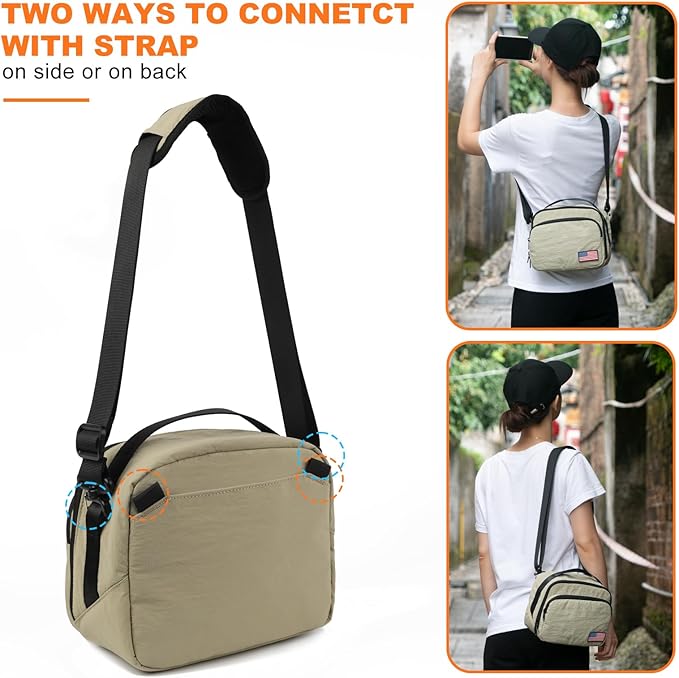 TULLIO Besnfoto Camera Bag Small Purse Crossbody Camera Shoulder Case Waterproof Canvas Cute Compact Photography Bag for Mirrorless DSLR SLR