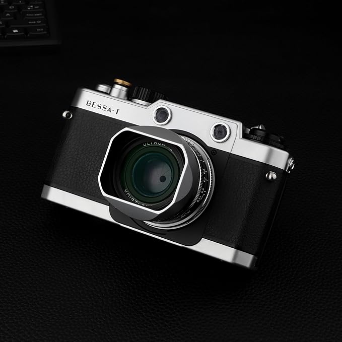 Haoge Square Metal Lens Hood for Voigtlander 35mm F2 35mm F1.5 28mm F2.0 Type I & II Ultron Aspherical Vintage Line Leica VM Mount Lens LH-VM13P-NS Silver Bayonet Design Replace LH-12 LH-4N