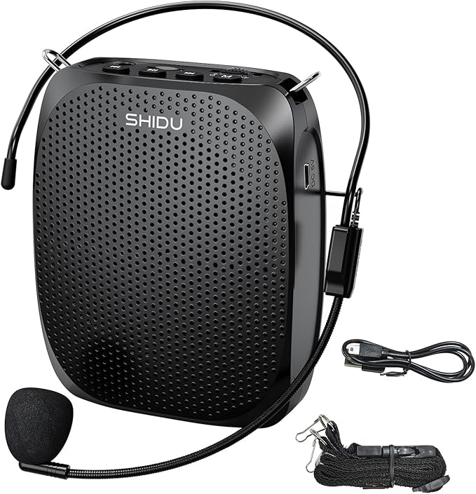 SHIDU Portable Voice Amplifier Personal Microphone Headset for Speaking Rechargeable Mini Pa System for Teachers Tour Guides Coaches Classroom Singing Yoga Fitness Instructors