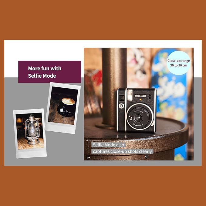 Fujifilm Instax Mini 40 Instant Film Camera Black + 20 Instax Instant Film Prints Bundle