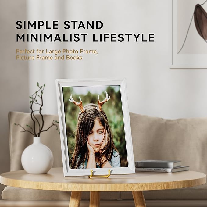 10 Inch Large Plate Stands for Display - Metal Plate Holder Display Stand + Picture Stand for Book, Platter, Plaque, Photo Frame, Small Easels for Tabletop Art(Gold 2 Pack)