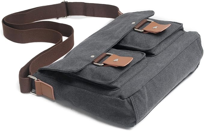 Waterproof Camera bag/Case, Vintage Canvase Leather Trim DSLR SLR Camera Shoulder Messenger Sling bag for for Nikon, Canon, Sony, Pentax, Olympus Panasonic, Samsung & Many More