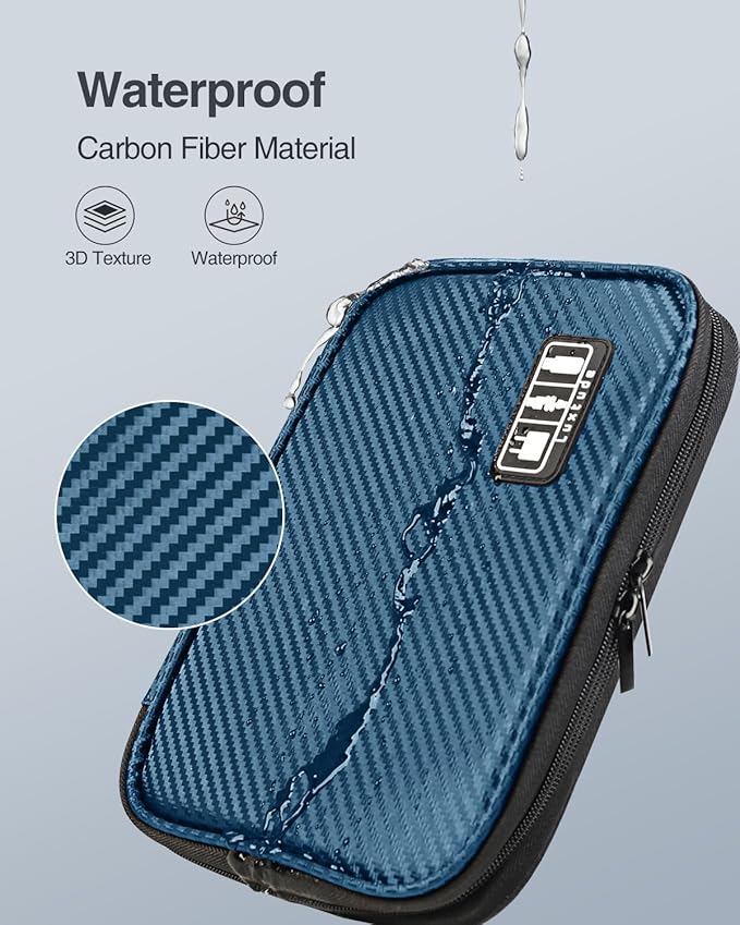 Luxtude Cable Organizer Bag, Travel Cord Organizer Bag, Electronic Organizer Travel Case, Portable Charger Organizer Case, Compact Tech Bag & Wire Pouch, Cable & Cord Storage, Light Blue