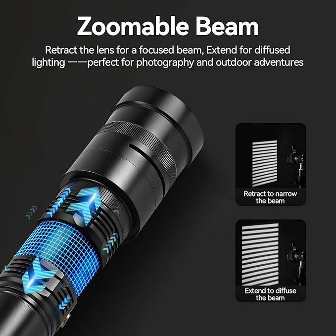 WELLMAKING 15W LED Photography Flashlight Optical Glass Lenses, 7800mAh Aluminum Alloy Patterned Ambient Light, with 20 Patterned Light Filters for Photo, Content Creation Video Recording Accessorie