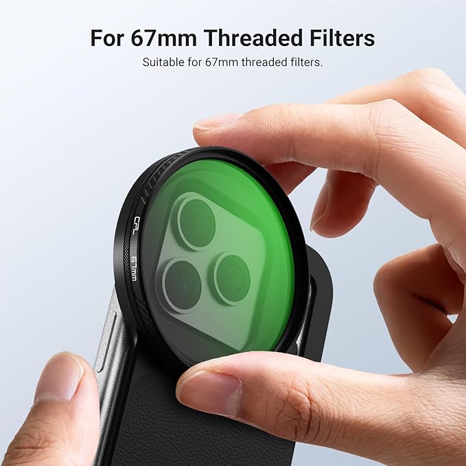 NEEWER 6.3" Magnetic Phone Lens Filter Mount Adapter Backplate Accessories & 67mm CPL Filter Circular Polarizing Polarizer Compatible with MagSafe iPhone 12/13/14/15/16/17 & Pro Versions