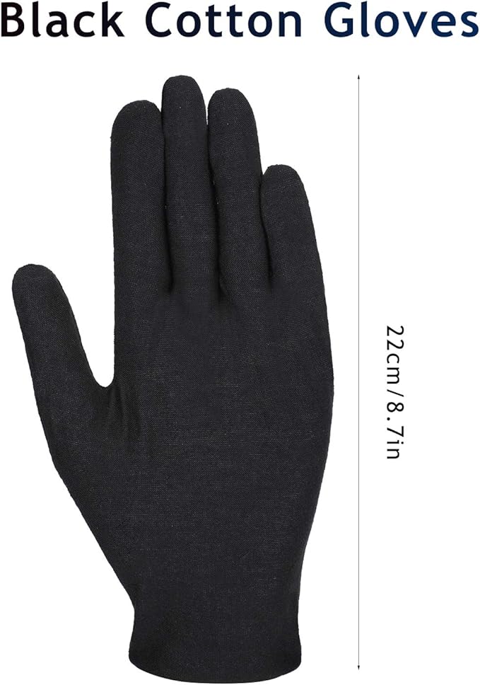 SATINIOR 24 Pairs Black Cotton Gloves for Men Women Work Gloves Liners Reusable Soft Mitten for Handling Jewelry Film Work Inspection Dry Hands Sleeping Overnight Photography Photo