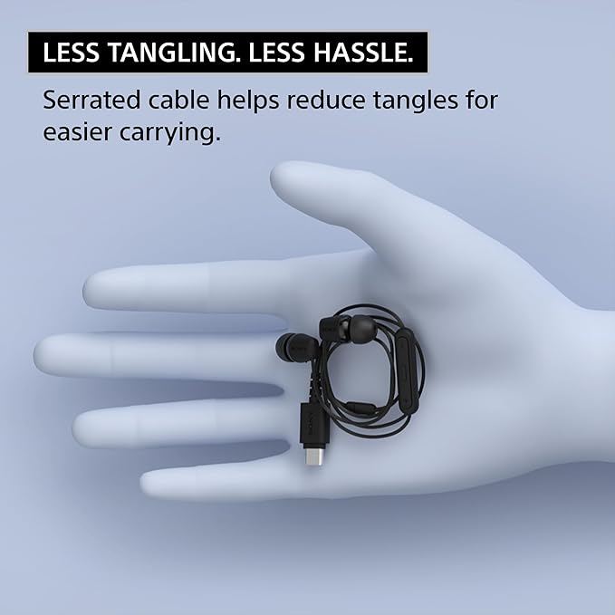 Sony IER-EX15C USB-C Plug, Wired in-Ear Headphones for iPhone and Android Phones, with Built-in Multi-Function Button, Volume and Mic Control, Supports USB Audio Class 1.0 Devices, Blue