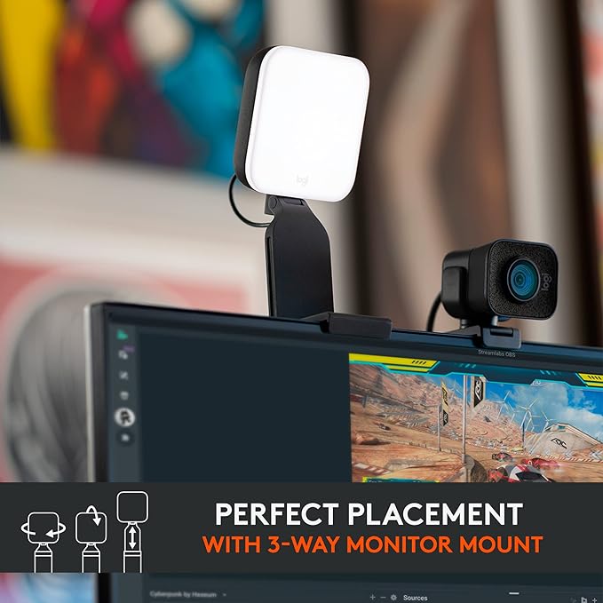 Logitech for Creators Litra Glow Premium LED Streaming Light with TrueSoft, Adjustable Mount, USB Connectivity, Video Lighting for Recording Streams, PC/Mac - Graphite