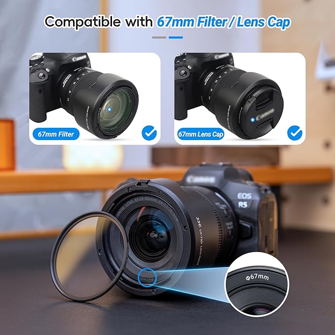 JJC EW-73D Lens Hood Shade for Canon EF-S 18-135mm f/3.5-5.6 is USM, RF 28-70mm F2.8 is STM & RF 24-105mm f/4-7.1 is STM Lens, Replaces Canon EW-73D, Compaitble with 67mm Filter/Cap