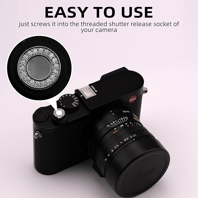 Camera Shutter Button, Copper Soft Shutter Release Button,Camera Release Button Suitable for Sony, Fujifilm, Leica DSLR/SLR,Nikon Camera (Zircon+Mother of Pearl)