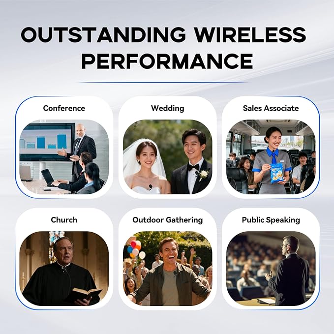 Wireless Professional Lavalier Microphone System, Dual UHF Cordless Mic Set with 2 Bodypacks & Lapel Microphones, 200 Channel Auto-Scan, 328ft Range for Church, Speaking, Teaching, Interview