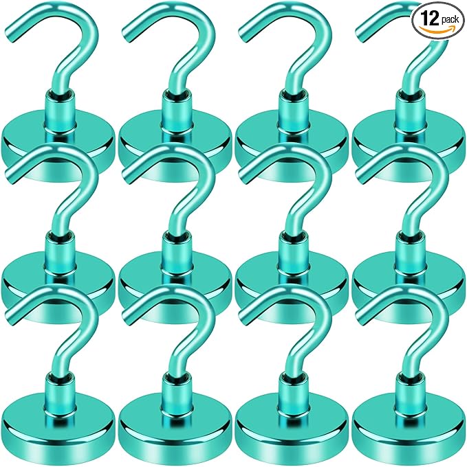 LOVIMAG Cruise Ship Essentials, 85Lb Magnetic Hooks for Cruise Cabins, Strong Magnetic Hooks for Hanging, Refrigerator, Celling, Grill, Fridge, Kitchen-12Pack
