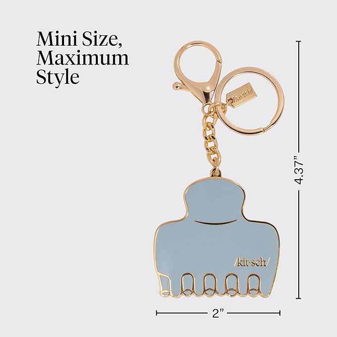 Kitsch Cute Keychain For Car Keys- Bag Charm for Handbags | Premium Zinc Alloy, Enamel Paint | Durable, Lightweight, Stylish Kawaii Keychain Charm, Teen Girl Gifts Trendy Stuff- Hair Clip in Haze Blue