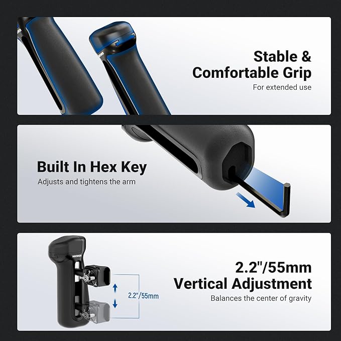 NEEWER Quick Release Side Handle with Anti Off Cold Shoe, 360° Rotation, Silicone Nonslip Grip, Compatible with iPhone 16 Pro Max S25 Ultra Phone Cage Accessories, PA148