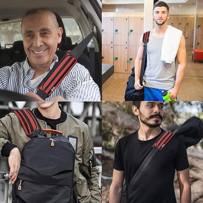 ZINZ Universal Shoulder Pad with Ultra Thick Cushion for Bag Luggage Bag Crossbody, Plus Long & Anti-Slip & Breathable,Black-Red-Black Stripes
