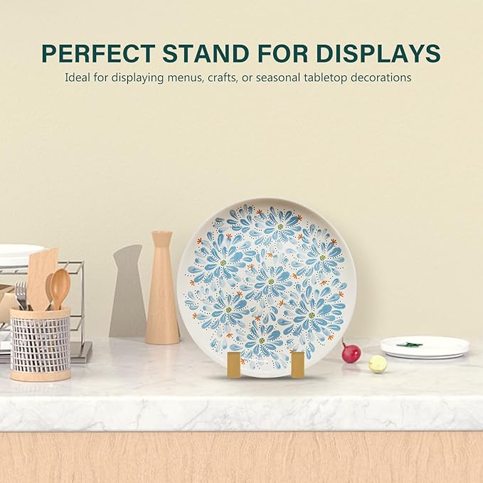 Artliving Plate Stands for Display - Plastic Easel Stand Plate Holder Display Stand Picture Frame Stand for Pictures | Photo|Decorative Plate |Dish | Tabletop Art - 3 inch-Golden