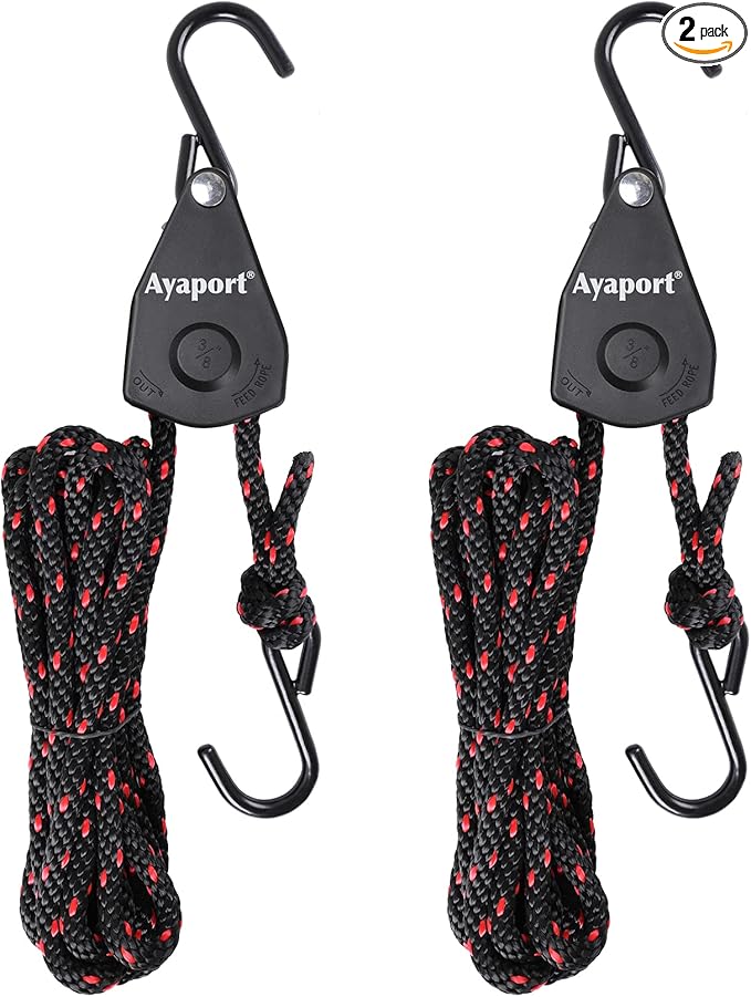 Ayaport Kayak Rope Tie Down Ratchet Straps Bow and Stern Ratcheting Tie Downs Rope Hanger Kayak and Canoe Accessories
