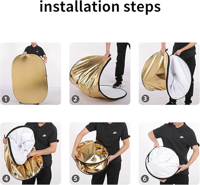 Godox 35"x47"/90x120cm Collapsible Photography Light Reflector, 5-in-1 Oval Multi Disc Diffuser with Carrying Bag - Gold, Silver, Black, White, Translucent for Video Studio Outdoor Lighting