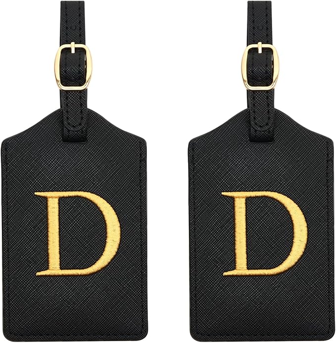 2 Pcs Initial Luggage Tags, Monogrammed Luggage Tags, Embroidered Suitcase Tag, Travel Baggage Tag (D)