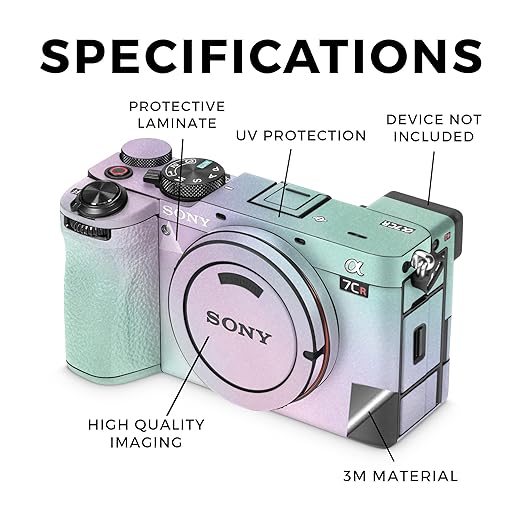 Glossy Glitter Camera Skin Compatible with Sony Alpha 7CR Camera (2023) - Cotton Candy - Premium 3M Vinyl Protective Wrap Decal Cover - Easy to Apply | Crafted in The USA by MightySkins
