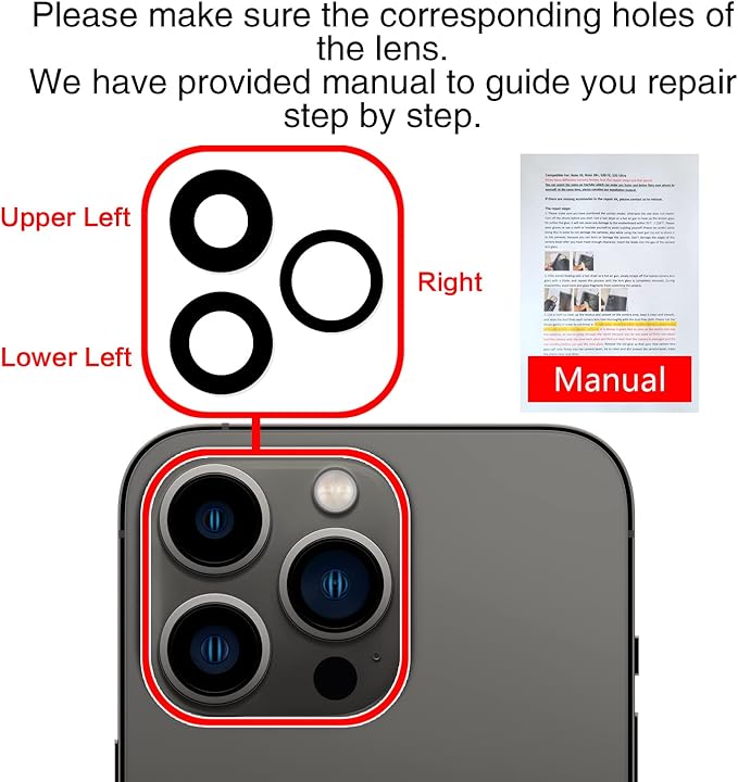 2PCS ASDAWN Back Rear Camera Lens Glass Replacement for iPhone 13 Pro Max and 13 Pro Camera Glass Lens Replacement with Pre-Installed Adhesive + Repair Tool Kit + Installation Manual