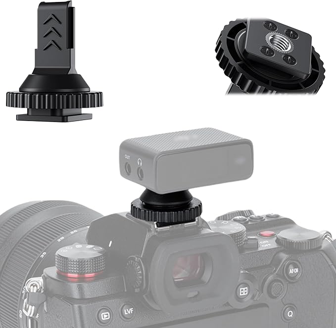 JJC Cold Shoe Mount Adapter for DJI Mic 1 with 1/4"-20, Durable ABS Cold Shoe Adapter for DJI Mic1 Only, Hot Shoe Accessories for DSLR Camera Vlogging Video Recording