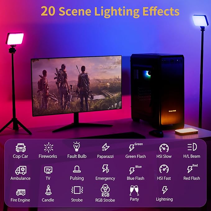 VRIG RGB Video Light, Portable LED Camera Light, 2500K-9000K, 3000 mAh, 20 Effects, 140 LEDs, OLED Display, DSLR Lighting for Photography, Recording, Vlogging, Content Creation